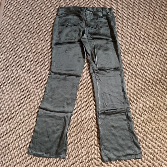 Joie Vtg Silk Green Low Rise Cargo Pants Size 27 Y2K Lightweight Natural Neutral - Picture 6 of 14